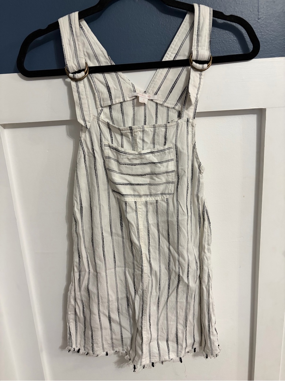 O'Neill Girls' Jerrie Overall Pinstriped Dress White/Black Size Small NWOT